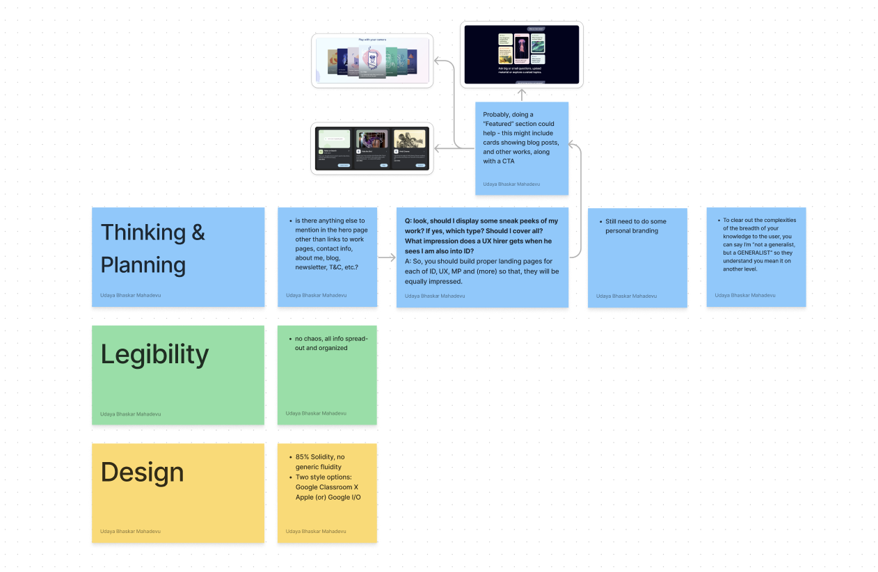 Planning for this portfolio Website